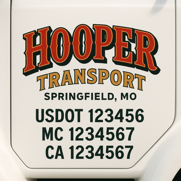 Custom Truck Door Decal Sticker Lettering Sign With Business Name, City-State, USDOT, MC, GVW, CA, KYU, VIN (Set of 2)