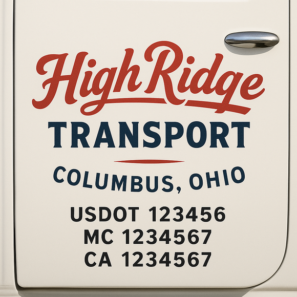 Custom Truck Door Decal Sticker Lettering Sign With Business Name, City-State, USDOT, MC, GVW, CA, KYU, VIN (Set of 2)