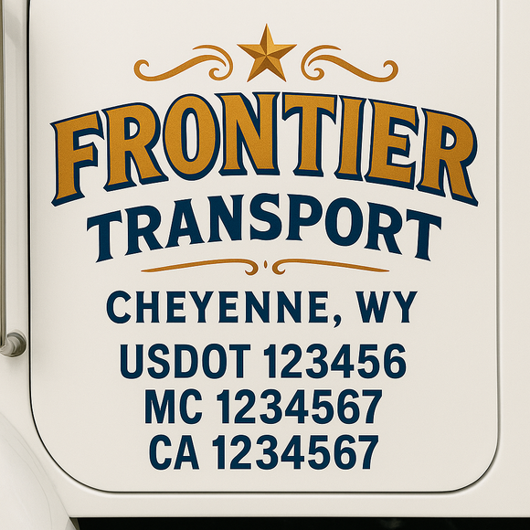 Custom Truck Door Decal Sticker Lettering Sign With Business Name, City-State, USDOT, MC, GVW, CA, KYU, VIN (Set of 2)