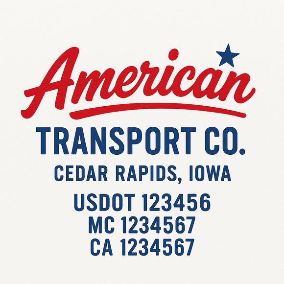 Custom Truck Door Decal Sticker Lettering Sign With Business Name, City-State, USDOT, MC, GVW, CA, KYU, VIN (Set of 2)