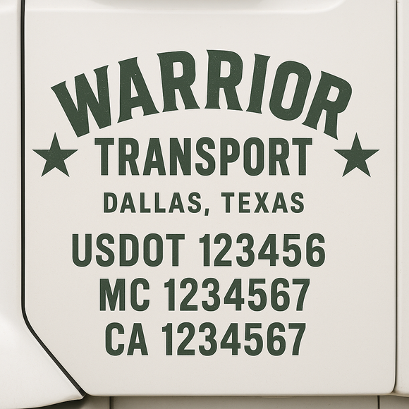 Custom Truck Door Decal Sticker Lettering Sign With Business Name, City-State, USDOT, MC, GVW, CA, KYU, VIN (Set of 2)