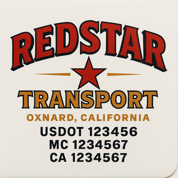 Custom Truck Door Decal Sticker Lettering Sign With Business Name, City-State, USDOT, MC, GVW, CA, KYU, VIN (Set of 2)