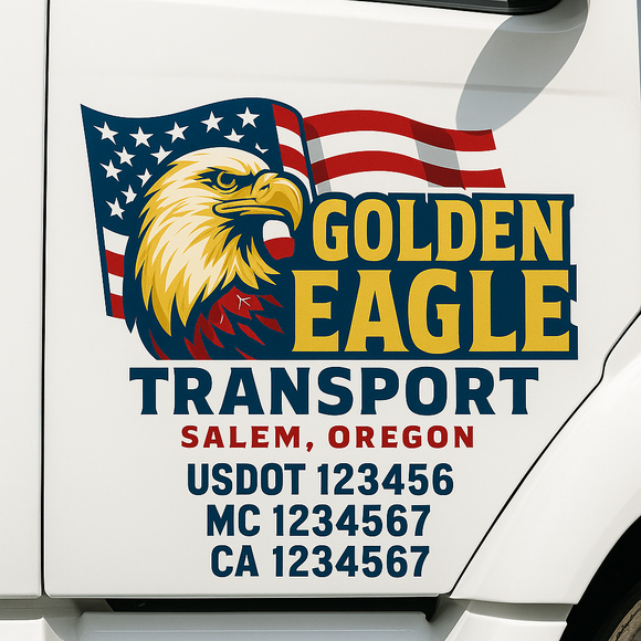 Custom Truck Door Decal Sticker Lettering Sign With Business Name, City-State, USDOT, MC, GVW, CA, KYU, VIN (Set of 2)
