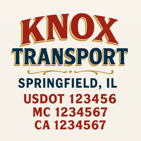 Custom Truck Door Decal Sticker Lettering Sign With Business Name, City-State, USDOT, MC, GVW, CA, KYU, VIN (Set of 2)