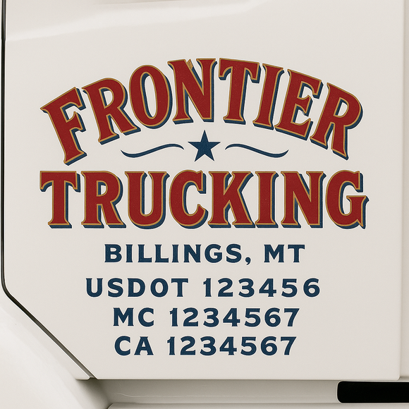 Custom Truck Door Decal Sticker Lettering Sign With Business Name, City-State, USDOT, MC, GVW, CA, KYU, VIN (Set of 2)