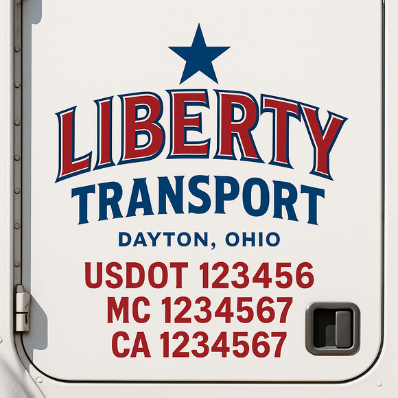 Custom Truck Door Decal Sticker Lettering Sign With Business Name, City-State, USDOT, MC, GVW, CA, KYU, VIN (Set of 2)