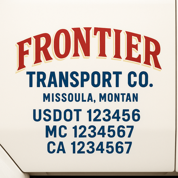 Custom Truck Door Decal Sticker Lettering Sign With Business Name, City-State, USDOT, MC, GVW, CA, KYU, VIN (Set of 2)