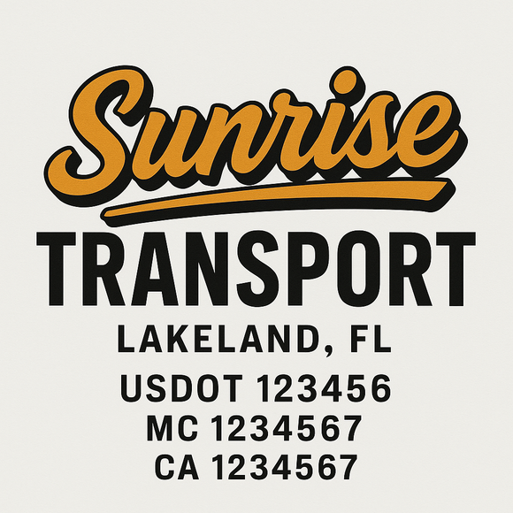 Custom Truck Door Decal Sticker Lettering Sign With Business Name, City-State, USDOT, MC, GVW, CA, KYU, VIN (Set of 2)