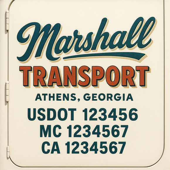 Custom Truck Door Decal Sticker Lettering Sign With Business Name, City-State, USDOT, MC, GVW, CA, KYU, VIN (Set of 2)