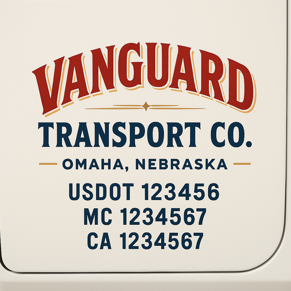 Custom Truck Door Decal Sticker Lettering Sign With Business Name, City-State, USDOT, MC, GVW, CA, KYU, VIN (Set of 2)