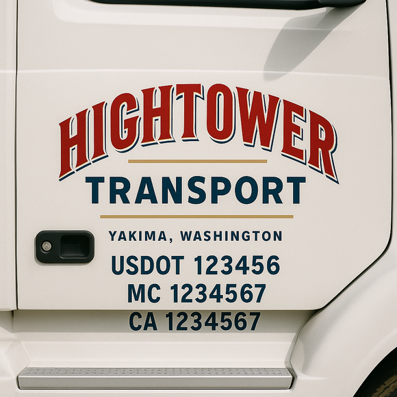 Custom Truck Door Decal Sticker Lettering Sign With Business Name, City-State, USDOT, MC, GVW, CA, KYU, VIN (Set of 2)