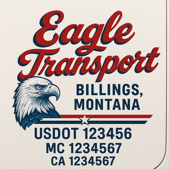 Custom Truck Door Decal Sticker Lettering Sign With Business Name, City-State, USDOT, MC, GVW, CA, KYU, VIN (Set of 2)