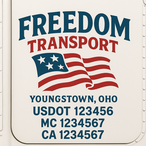 Custom Truck Door Decal Sticker Lettering Sign With Business Name, City-State, USDOT, MC, GVW, CA, KYU, VIN (Set of 2)