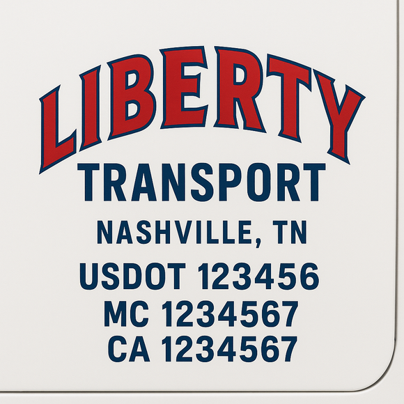 Custom Truck Door Decal Sticker Lettering Sign With Business Name, City-State, USDOT, MC, GVW, CA, KYU, VIN (Set of 2)