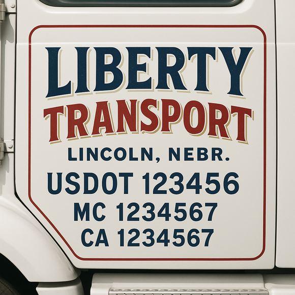 Custom Truck Door Decal Sticker Lettering Sign With Business Name, City-State, USDOT, MC, GVW, CA, KYU, VIN (Set of 2)