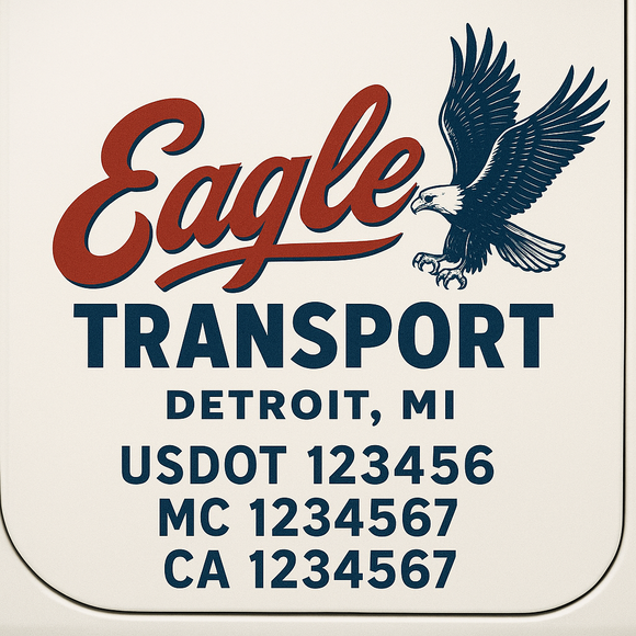 Custom Truck Door Decal Sticker Lettering Sign With Business Name, City-State, USDOT, MC, GVW, CA, KYU, VIN (Set of 2)