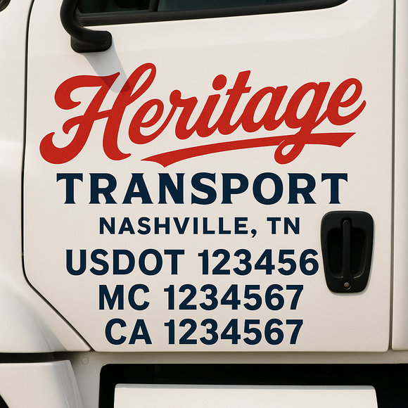Custom Truck Door Decal Sticker Lettering Sign With Business Name, City-State, USDOT, MC, GVW, CA, KYU, VIN (Set of 2)