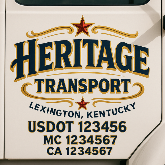 Custom Truck Door Decal Sticker Lettering Sign With Business Name, City-State, USDOT, MC, GVW, CA, KYU, VIN (Set of 2)