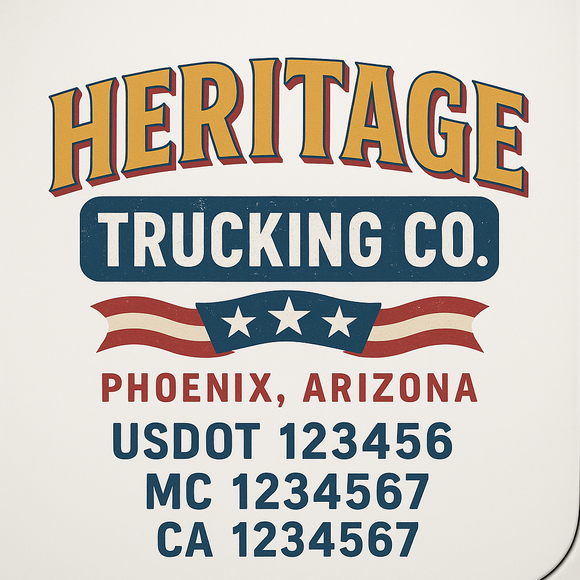 Custom Truck Door Decal Sticker Lettering Sign With Business Name, City-State, USDOT, MC, GVW, CA, KYU, VIN (Set of 2)