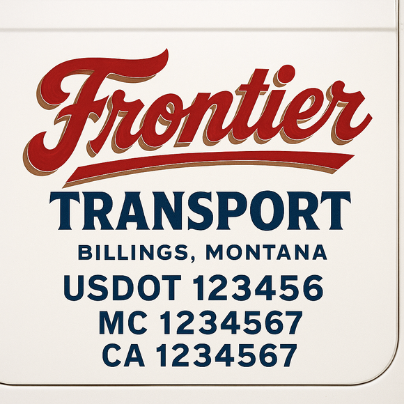 Custom Truck Door Decal Sticker Lettering Sign With Business Name, City-State, USDOT, MC, GVW, CA, KYU, VIN (Set of 2)