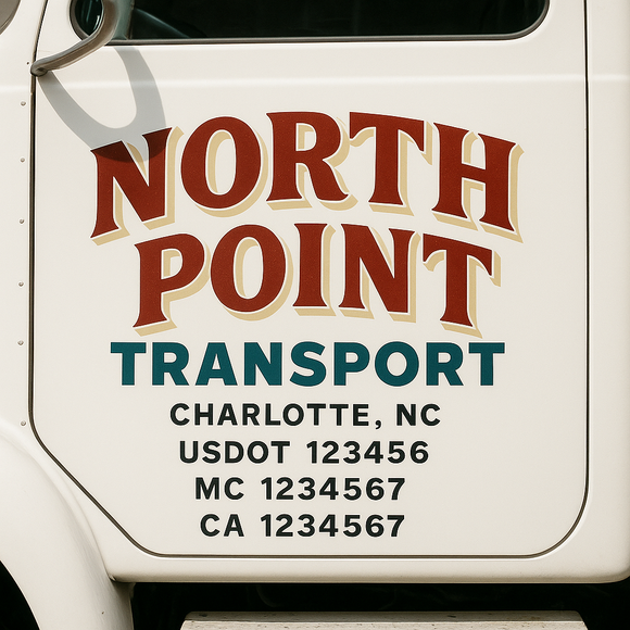 Custom Truck Door Decal Sticker Lettering Sign With Business Name, City-State, USDOT, MC, GVW, CA, KYU, VIN (Set of 2)