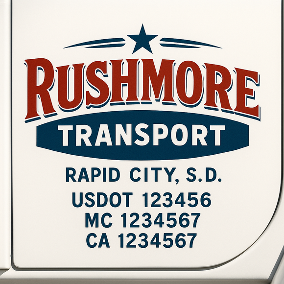 Custom Truck Door Decal Sticker Lettering Sign With Business Name, City-State, USDOT, MC, GVW, CA, KYU, VIN (Set of 2)