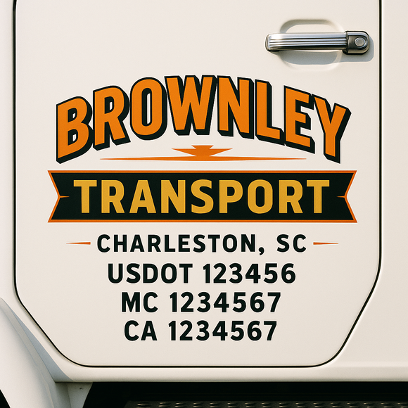 Custom Truck Door Decal Sticker Lettering Sign With Business Name, City-State, USDOT, MC, GVW, CA, KYU, VIN (Set of 2)