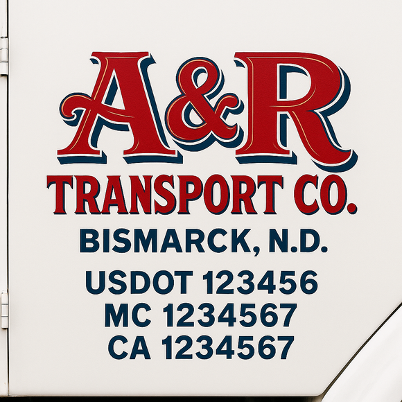 Custom Truck Door Decal Sticker Lettering Sign With Business Name, City-State, USDOT, MC, GVW, CA, KYU, VIN (Set of 2)