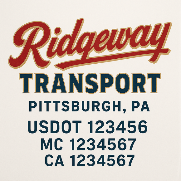 Custom Truck Door Decal Sticker Lettering Sign With Business Name, City-State, USDOT, MC, GVW, CA, KYU, VIN (Set of 2)