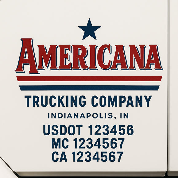 Custom Truck Door Decal Sticker Lettering Sign With Business Name, City-State, USDOT, MC, GVW, CA, KYU, VIN (Set of 2)