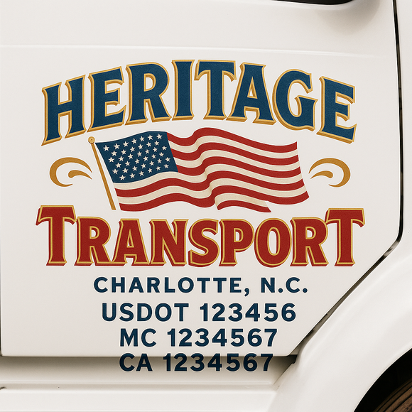 Custom Truck Door Decal Sticker Lettering Sign With Business Name, City-State, USDOT, MC, GVW, CA, KYU, VIN (Set of 2)
