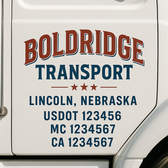 Custom Truck Door Decal Sticker Lettering Sign With Business Name, City-State, USDOT, MC, GVW, CA, KYU, VIN (Set of 2)