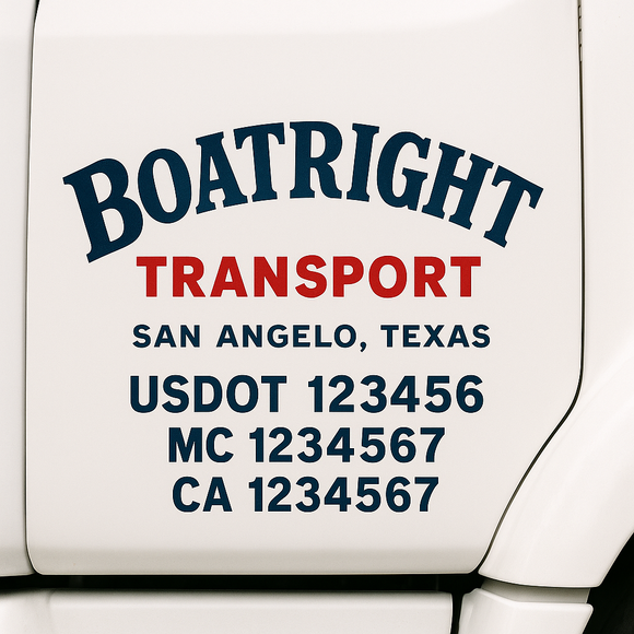 Custom Truck Door Decal Sticker Lettering Sign With Business Name, City-State, USDOT, MC, GVW, CA, KYU, VIN (Set of 2)