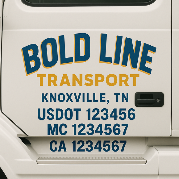 Custom Truck Door Decal Sticker Lettering Sign With Business Name, City-State, USDOT, MC, GVW, CA, KYU, VIN (Set of 2)