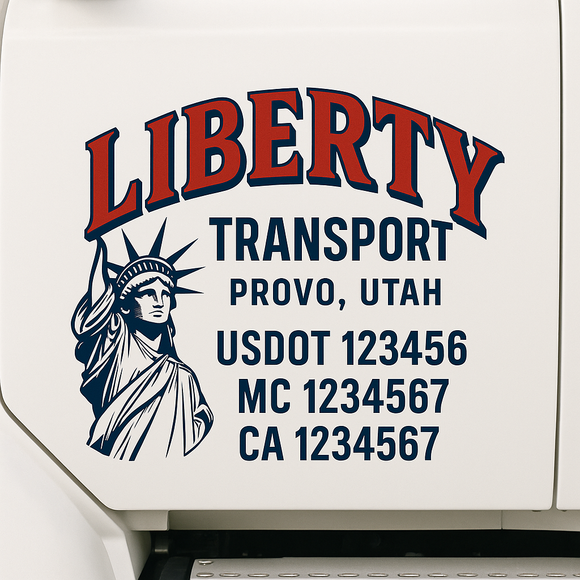 Custom Truck Door Decal Sticker Lettering Sign With Business Name, City-State, USDOT, MC, GVW, CA, KYU, VIN (Set of 2)