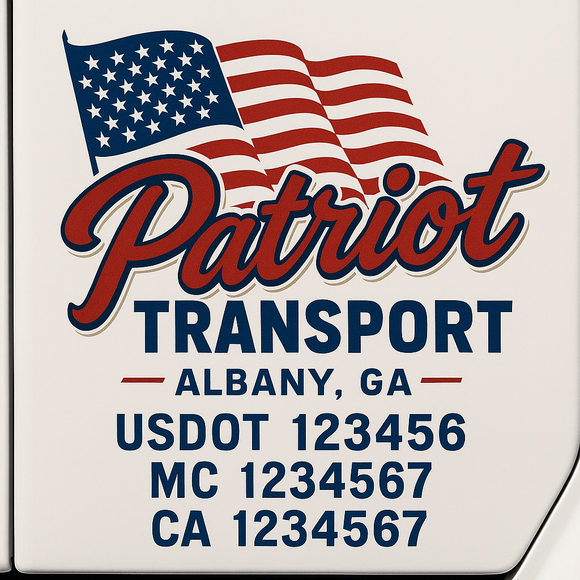 Custom Truck Door Decal Sticker Lettering Sign With Business Name, City-State, USDOT, MC, GVW, CA, KYU, VIN (Set of 2)