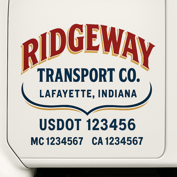 Custom Truck Door Decal Sticker Lettering Sign With Business Name, City-State, USDOT, MC, GVW, CA, KYU, VIN (Set of 2)