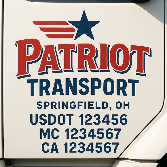 Custom Truck Door Decal Sticker Lettering Sign With Business Name, City-State, USDOT, MC, GVW, CA, KYU, VIN (Set of 2)