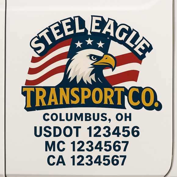 Custom Truck Door Decal Sticker Lettering Sign With Business Name, City-State, USDOT, MC, GVW, CA, KYU, VIN (Set of 2)