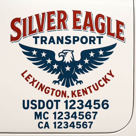 Custom Truck Door Decal Sticker Lettering Sign With Business Name, City-State, USDOT, MC, GVW, CA, KYU, VIN (Set of 2)