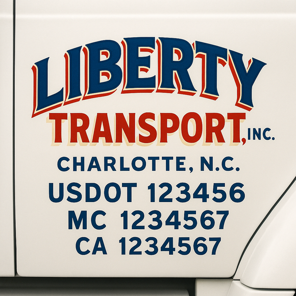 Custom Truck Door Decal Sticker Lettering Sign With Business Name, City-State, USDOT, MC, GVW, CA, KYU, VIN (Set of 2)