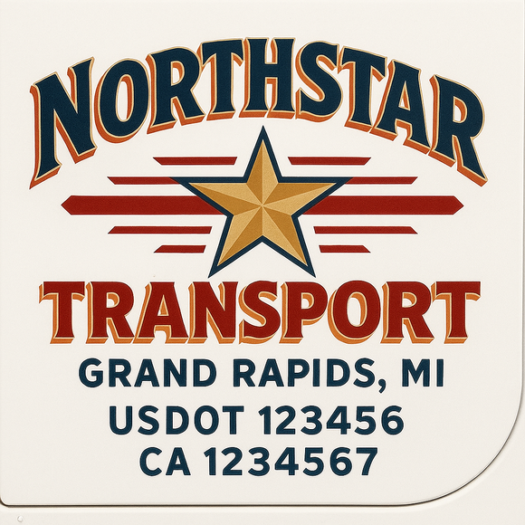 Custom Truck Door Decal Sticker Lettering Sign With Business Name, City-State, USDOT, MC, GVW, CA, KYU, VIN (Set of 2)