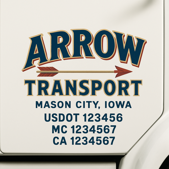 Custom Truck Door Decal Sticker Lettering Sign With Business Name, City-State, USDOT, MC, GVW, CA, KYU, VIN (Set of 2)