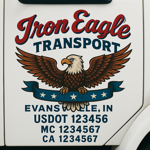 Custom Truck Door Decal Sticker Lettering Sign With Business Name, City-State, USDOT, MC, GVW, CA, KYU, VIN (Set of 2)