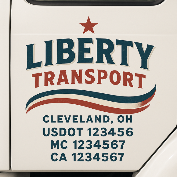 Custom Truck Door Decal Sticker Lettering Sign With Business Name, City-State, USDOT, MC, GVW, CA, KYU, VIN (Set of 2)