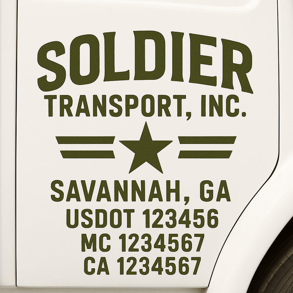 Custom Truck Door Decal Sticker Lettering Sign With Business Name, City-State, USDOT, MC, GVW, CA, KYU, VIN (Set of 2)