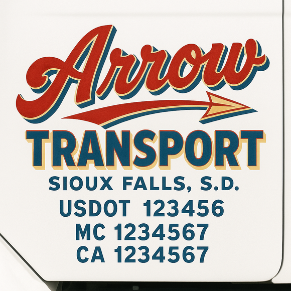 Custom Truck Door Decal Sticker Lettering Sign With Business Name, City-State, USDOT, MC, GVW, CA, KYU, VIN (Set of 2)