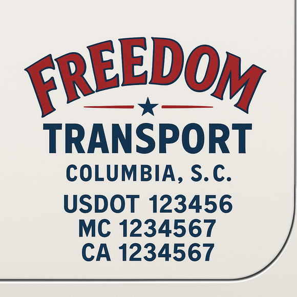 Custom Truck Door Decal Sticker Lettering Sign With Business Name, City-State, USDOT, MC, GVW, CA, KYU, VIN (Set of 2)