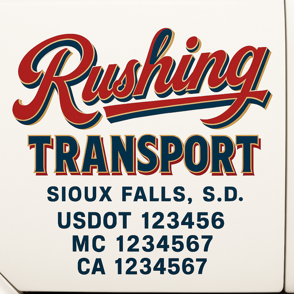 Custom Truck Door Decal Sticker Lettering Sign With Business Name, City-State, USDOT, MC, GVW, CA, KYU, VIN (Set of 2)