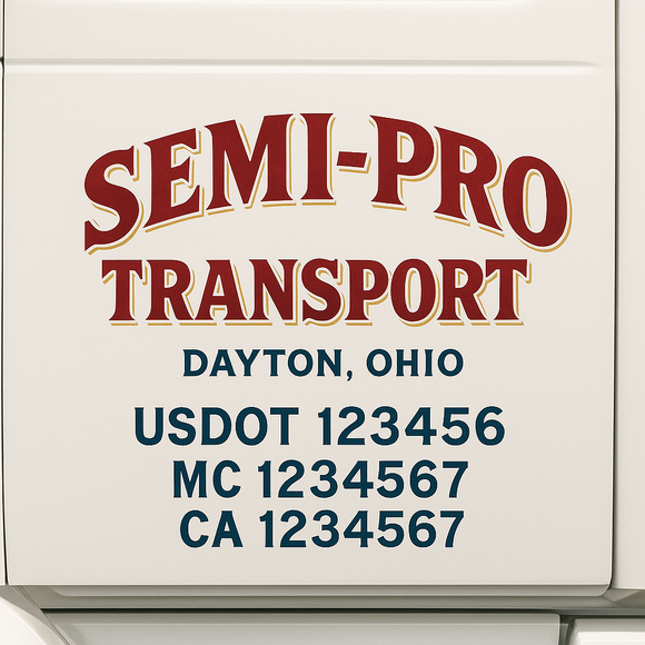 Custom Truck Door Decal Sticker Lettering Sign With Business Name, City-State, USDOT, MC, GVW, CA, KYU, VIN (Set of 2)